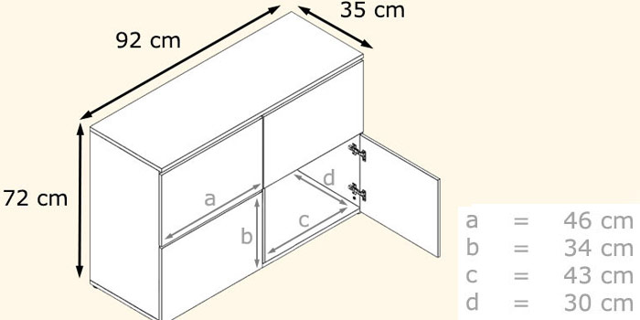dimensions de la commode 4 portes